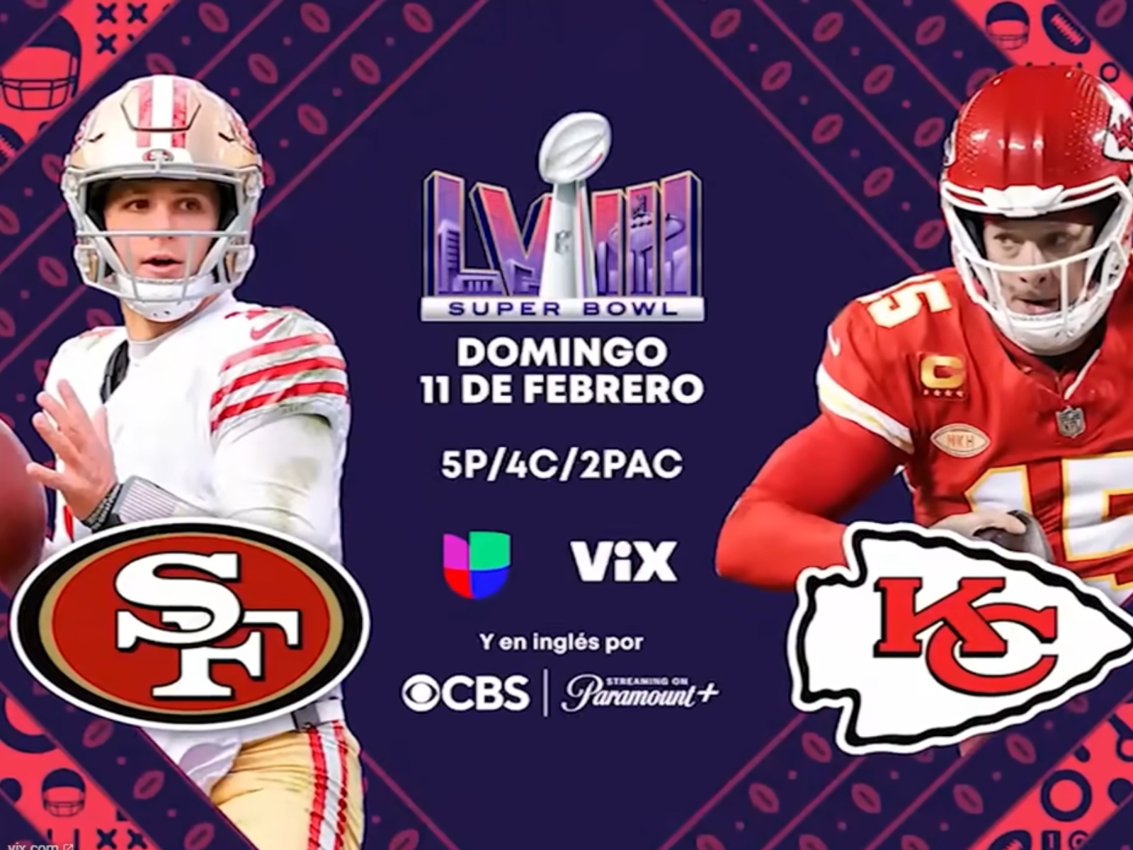 Lista de canales de TV para ver el Super Bowl 2024: Chiefs vs. 49ers y el show de medio tiempo desde Las Vegas, Estados Unidos. (Foto: Super Bowl)
