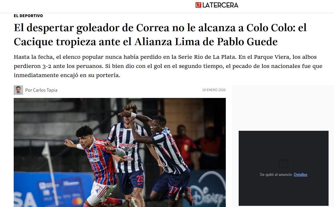 El Deportivo analizó la derrota de Colo Colo ante Alianza Lima. (Imagen: Captura de El Deportivo)
