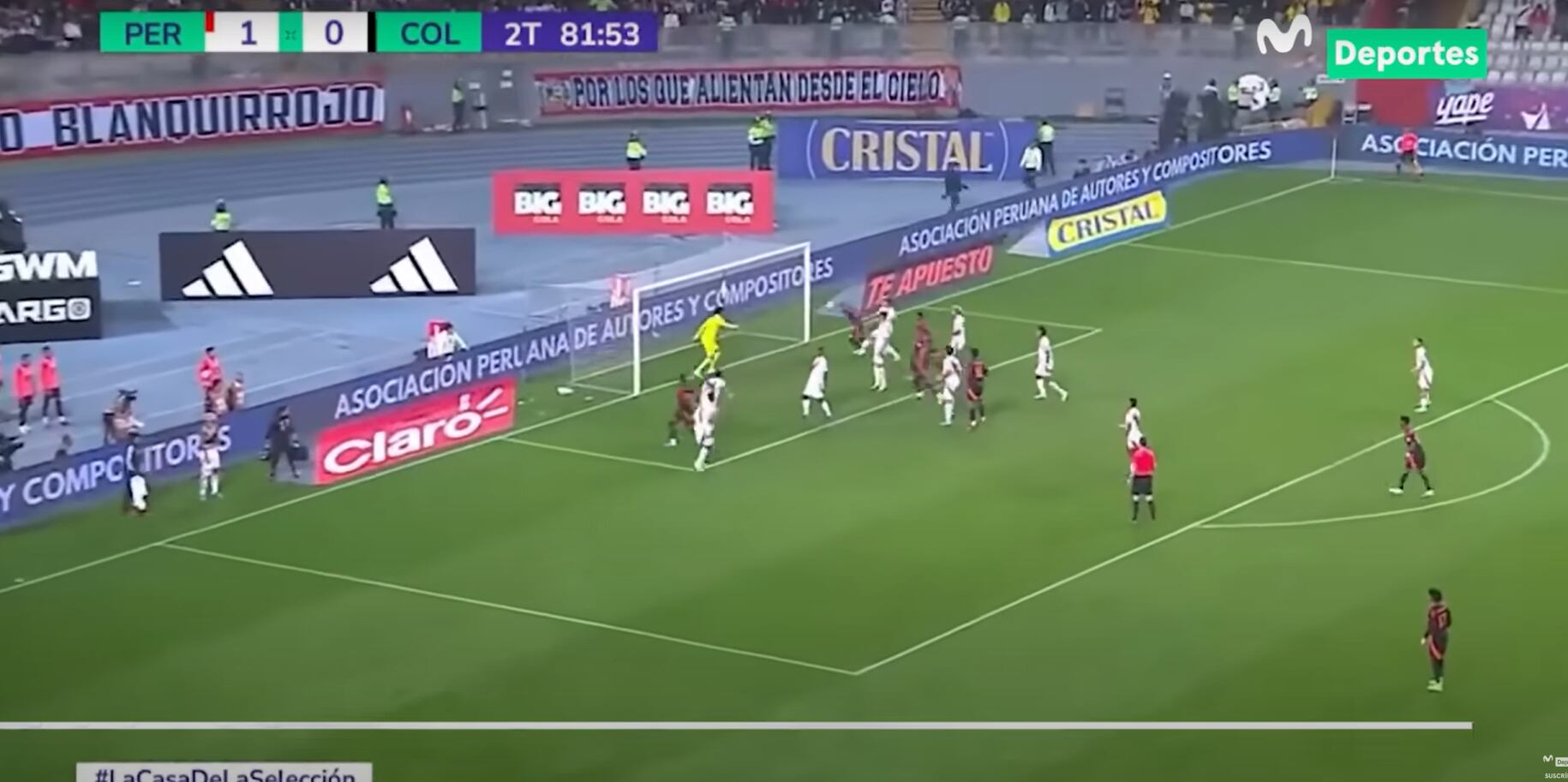 Jhon Durán ganó en el primer palo y apareció Luis Díaz en el segundo poste. (Foto: Movistar)