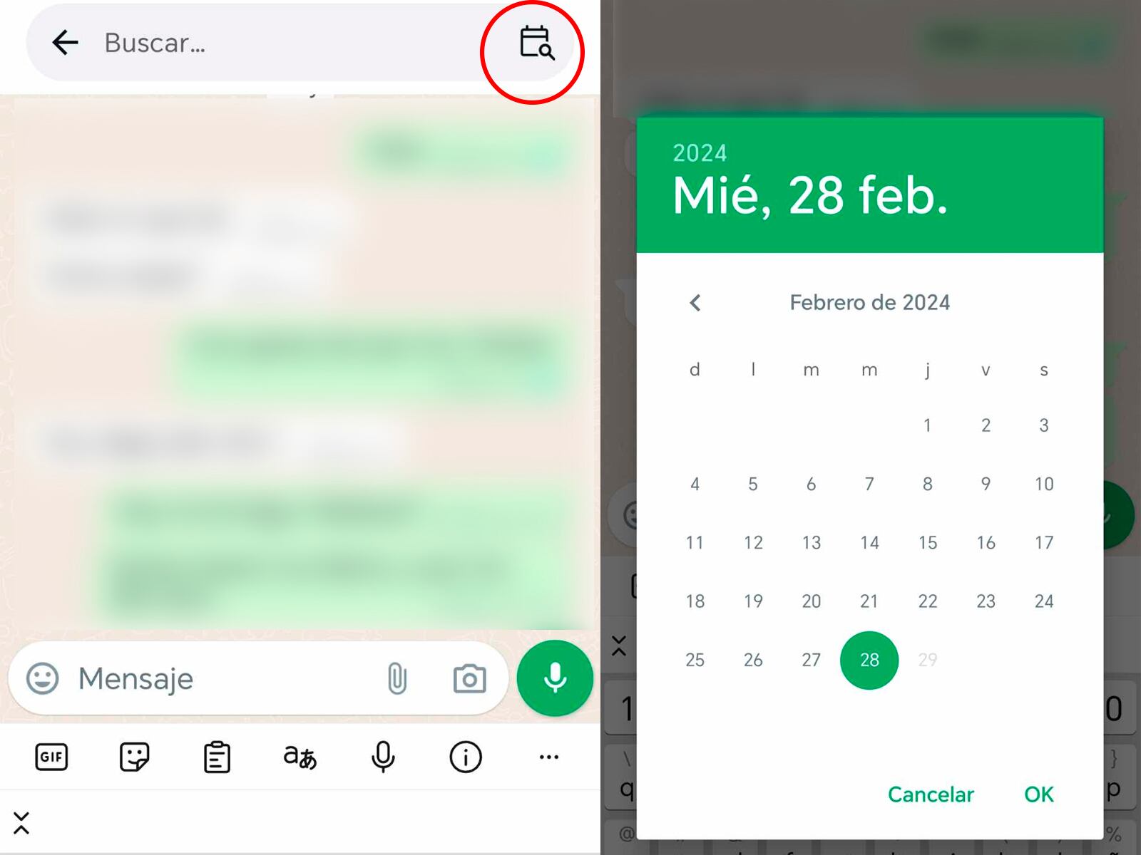 WHATSAPP | Cuando hayas ingresado a la foto de perfil de tu amigo, presiona el botón de "Buscar" en WhatsApp para acceder al calendario. (Foto: Depor - Rommel Yupanqui)