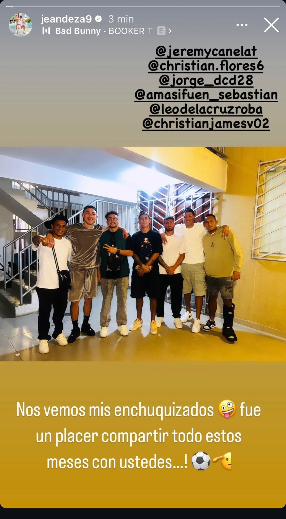 Jean Deza se despidió de sus compañeros de Alianza Atlético. (Foto: Captura de IG)