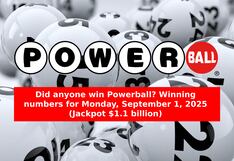 Did anyone win Powerball? Winning numbers for Monday, September 1, 2025 (Jackpot $1.1 billion)