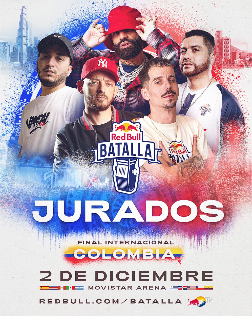 Arcángel, Basek, Dtoke, Joro y Skone serán los encargados de decidir quién merece alzarse con el cinturón de Campeón Internacional. | Crédito: Red Bull