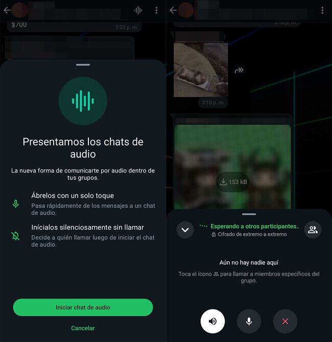 Botones de los chats de audio. (Foto: Meta)
