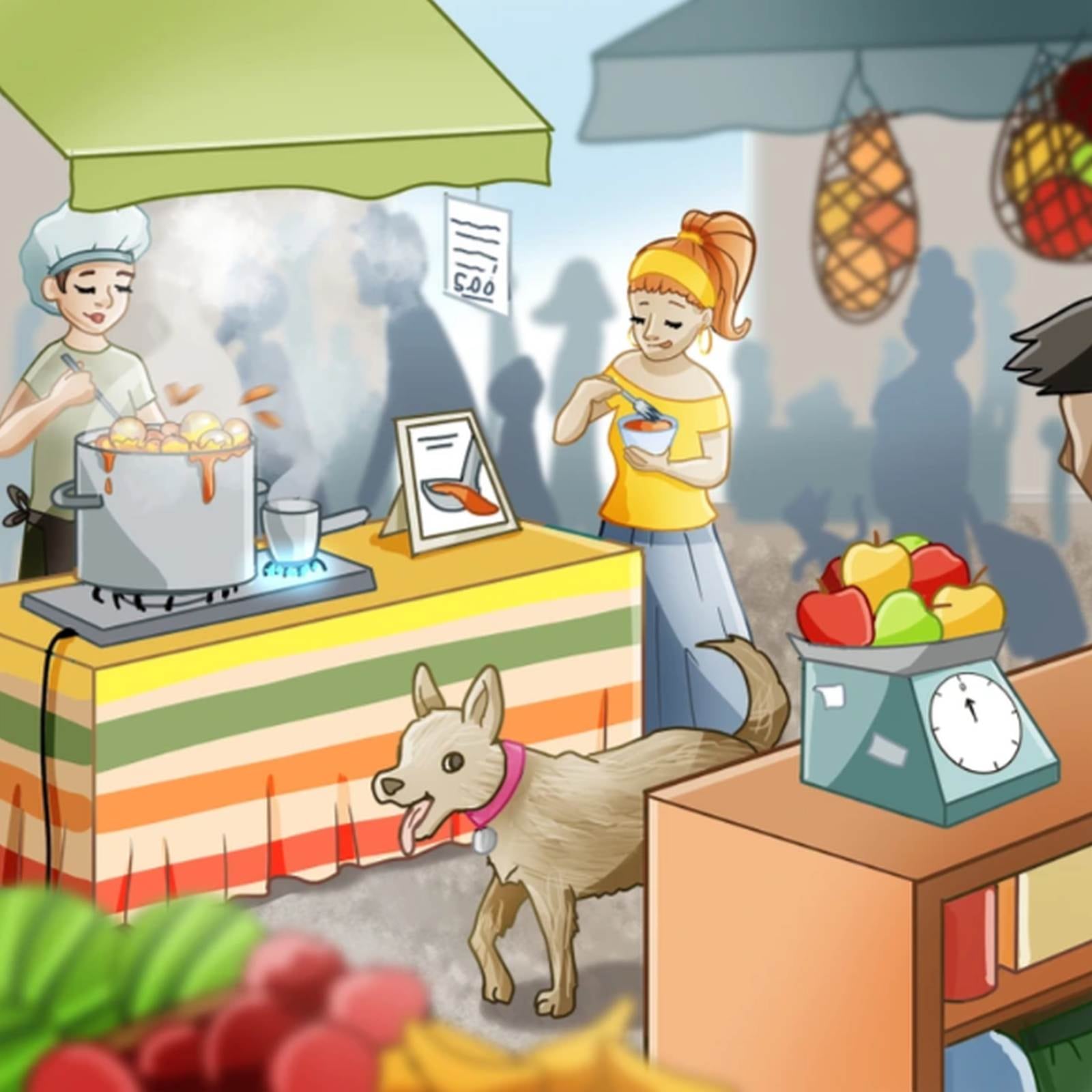 RETO VIRAL | En esta imagen se puede ver a varias personas en un mercado. También se aprecia a un perro. El punto es que en la escena hay cosas que no cuadran. (Foto: genial.guru)