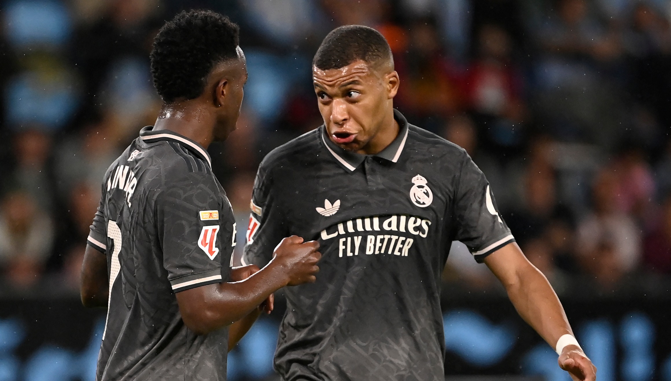 Real Madrid derrotó a Celta en la Jornada 10 de LaLiga de España 2024-25 con Vinicius y Mbappé como figuras. (Foto: AFP)