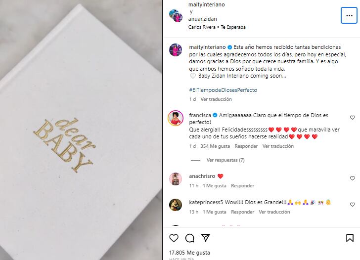 La periodista y el empresario de vinos anunciaron de esta manera la espera de su bebé (Foto: Anuar Zidan / Instagram)