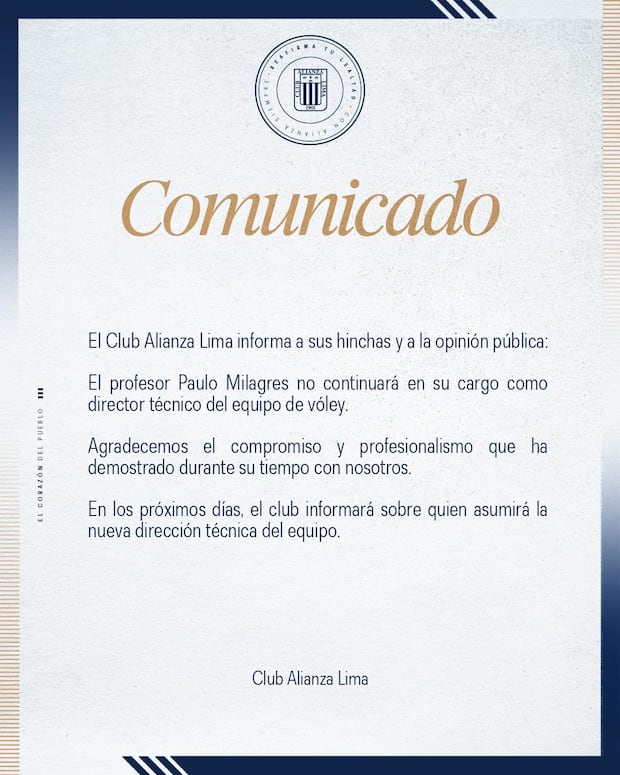 El cuadro 'íntimo' dio a conocer la salida del estratega. (Foto: Alianza Lima)