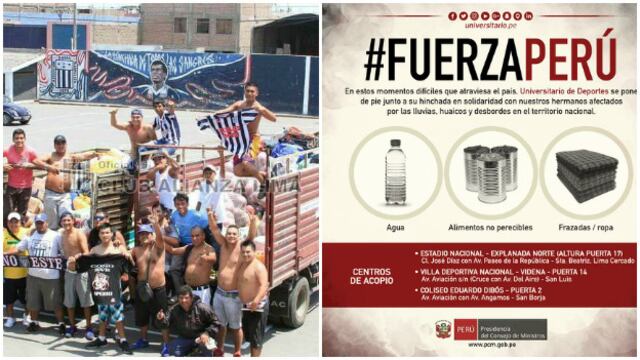 #FuerzaPerú: Alianza Lima y Universitario se unen a campaña para ayudar adamnificados