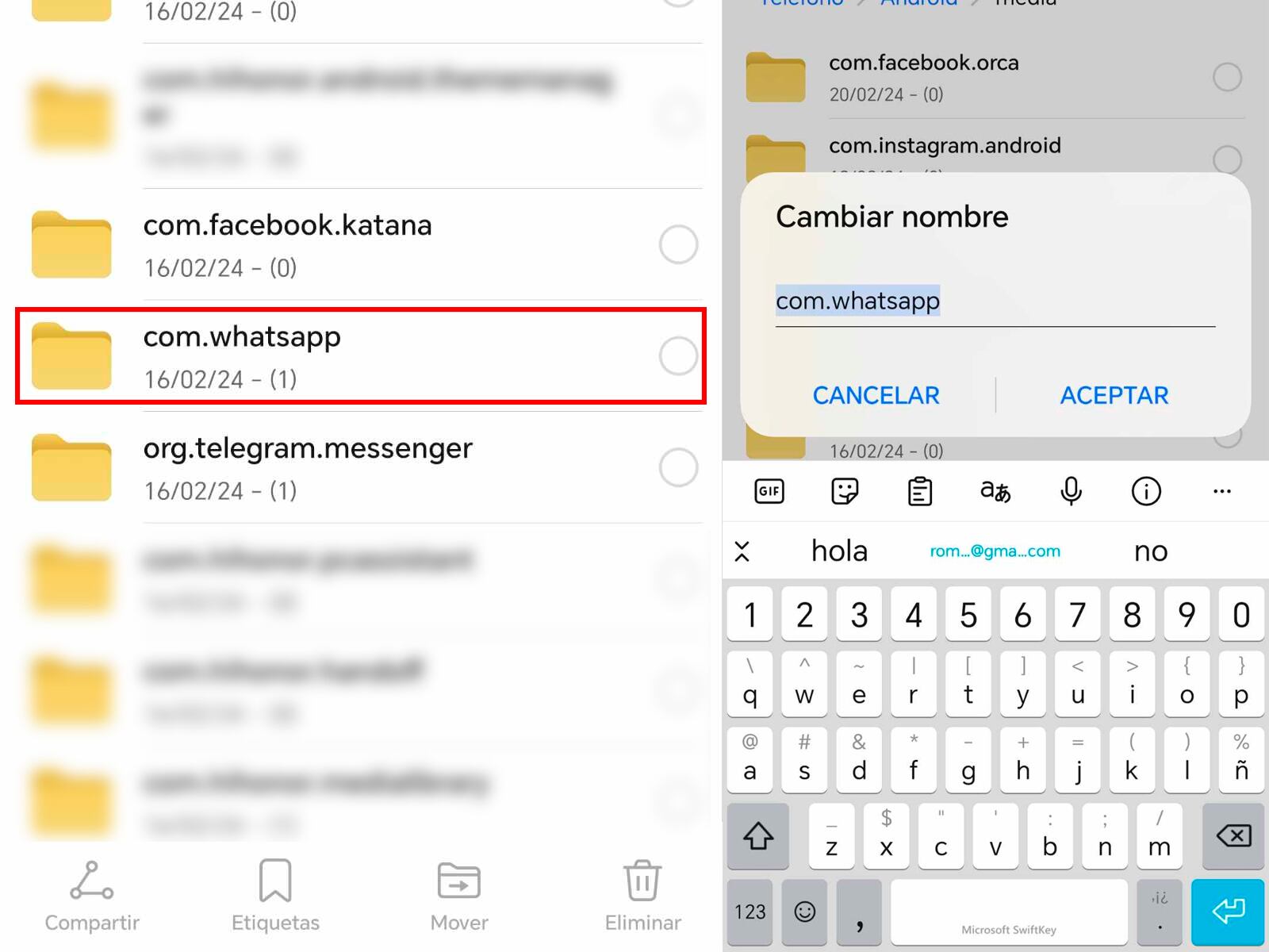 WHATSAPP | Recuerda que esta es la carpeta que debes renombrar en tus archivos. (Foto: MAG - Rommel Yupanqui)