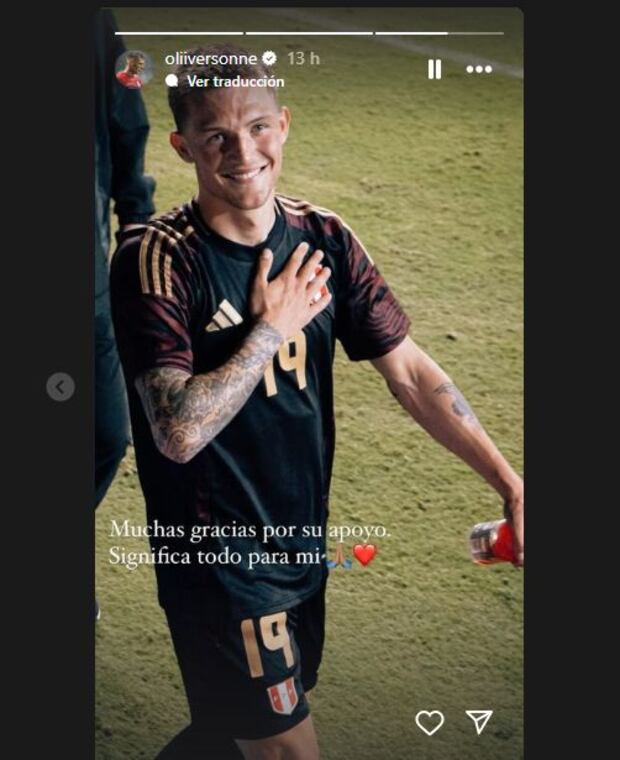 Oliver Sonne y su publicación tras quedar en la lista de Fossati para 
 la Copa América. (Instagram)