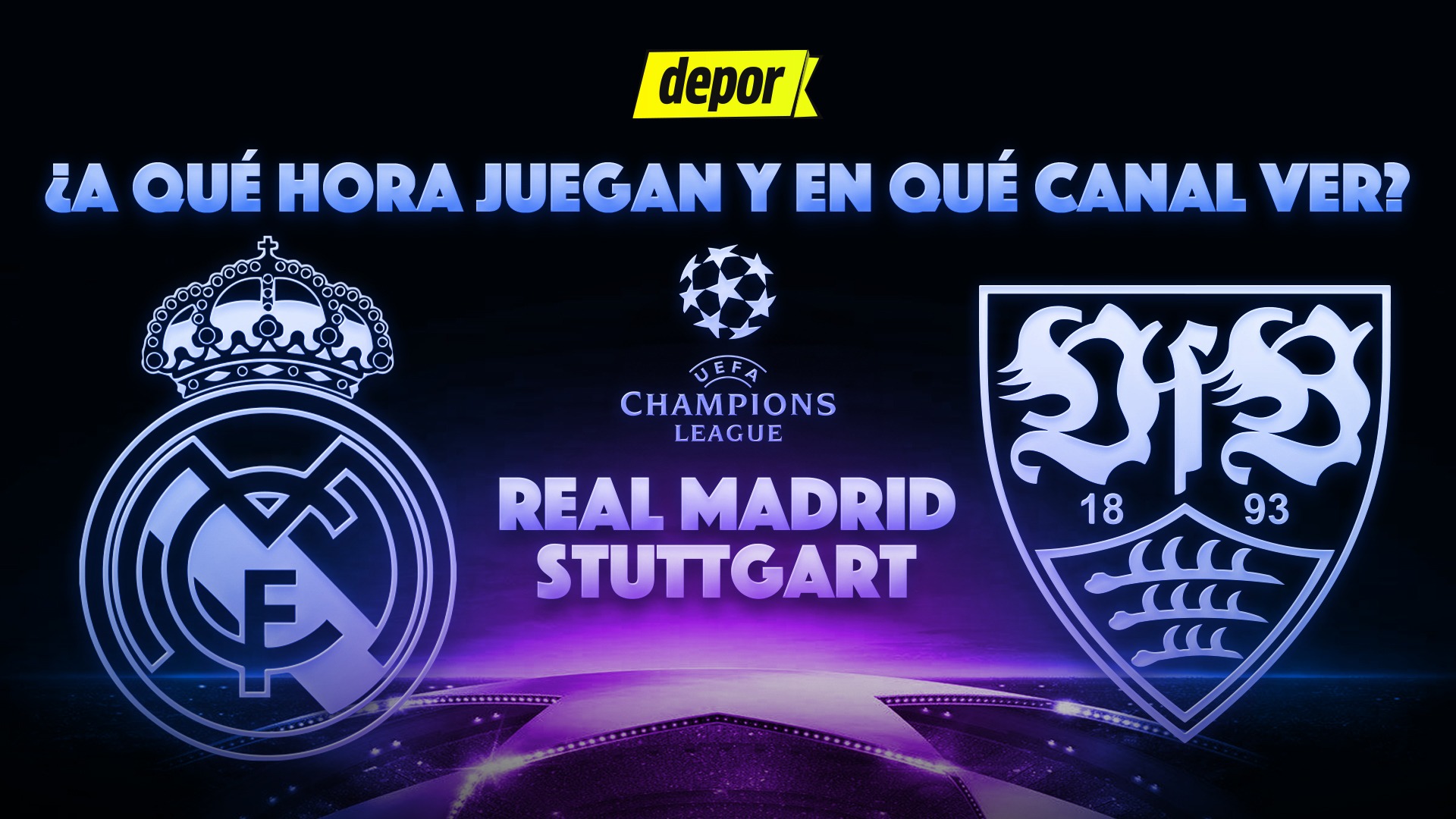 Revisa en qué canales ver y a qué hora juegan Real Madrid vs Stuttgart por la Champions League. (Diseño: Depor).