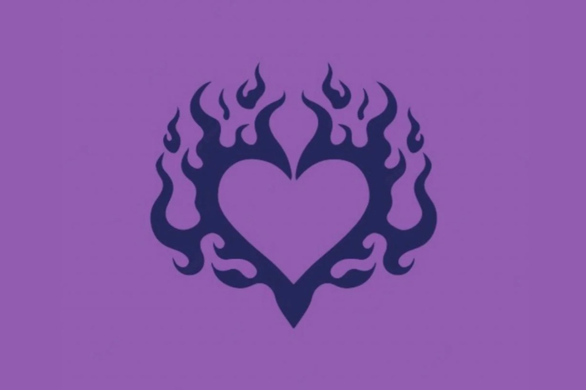 TEST VISUAL | En esta imagen, cuyo fondo es de color morado, se aprecia el dibujo de un corazón y el de un fuego. (Foto: MDZ Online)