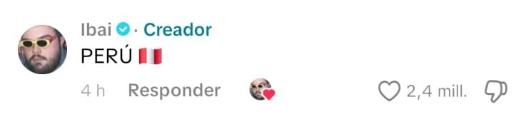 Este es el comentario que realiza el propio Ibai Llanos para votar por Perú. Ten en cuenta los detalles. (Crédito: ibai / TikTok)