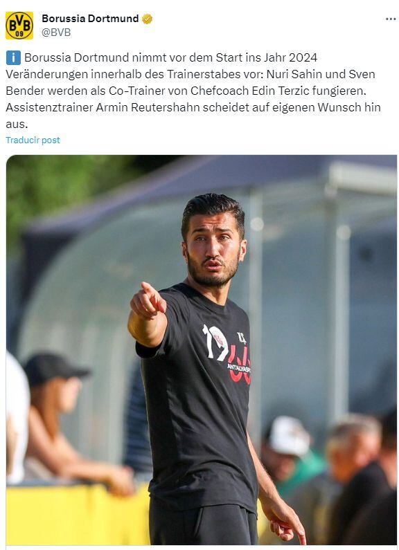 Sahin vuelve a Dortmund como asistente de Terzic.