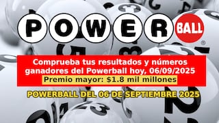 Resultados del Powerball USA, 06/09/25 - números ganadores de la lotería con el bote de USD 1.800 millones