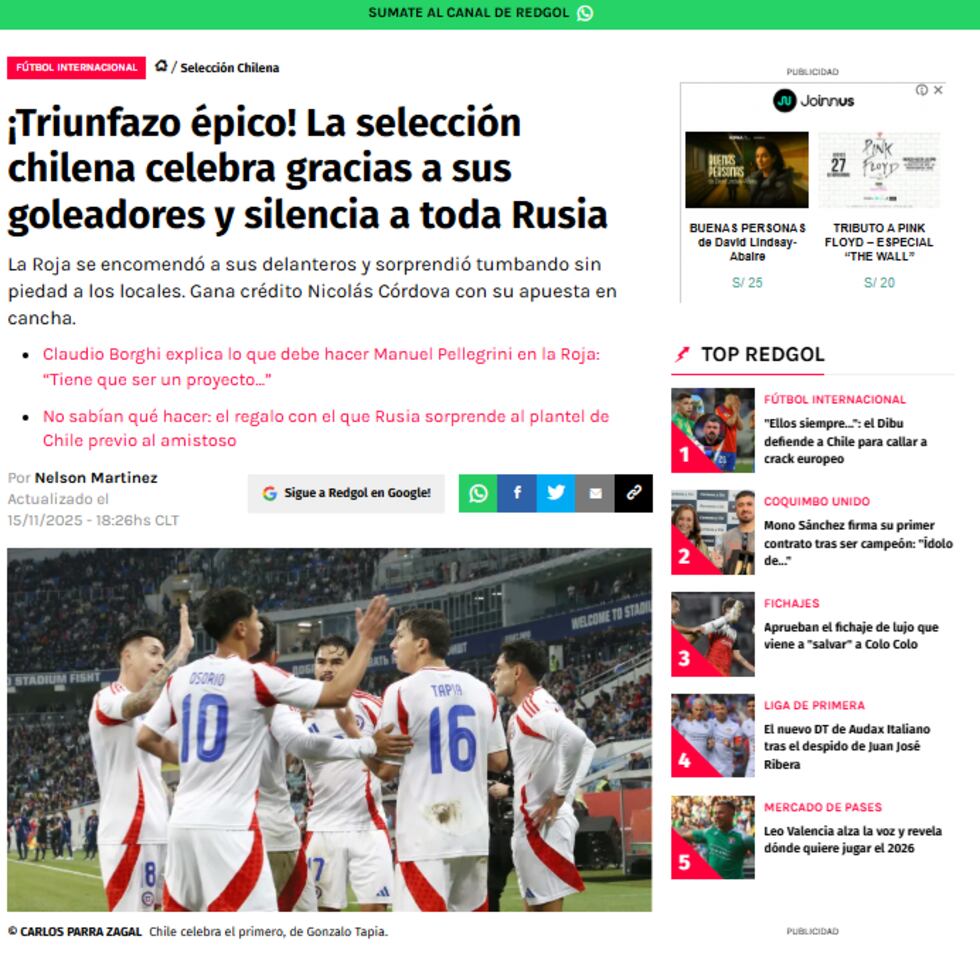 Prensa chilena reaccionó al triunfo de Chile y ahora apunta con todo a Perú. (Foto: Captura web)