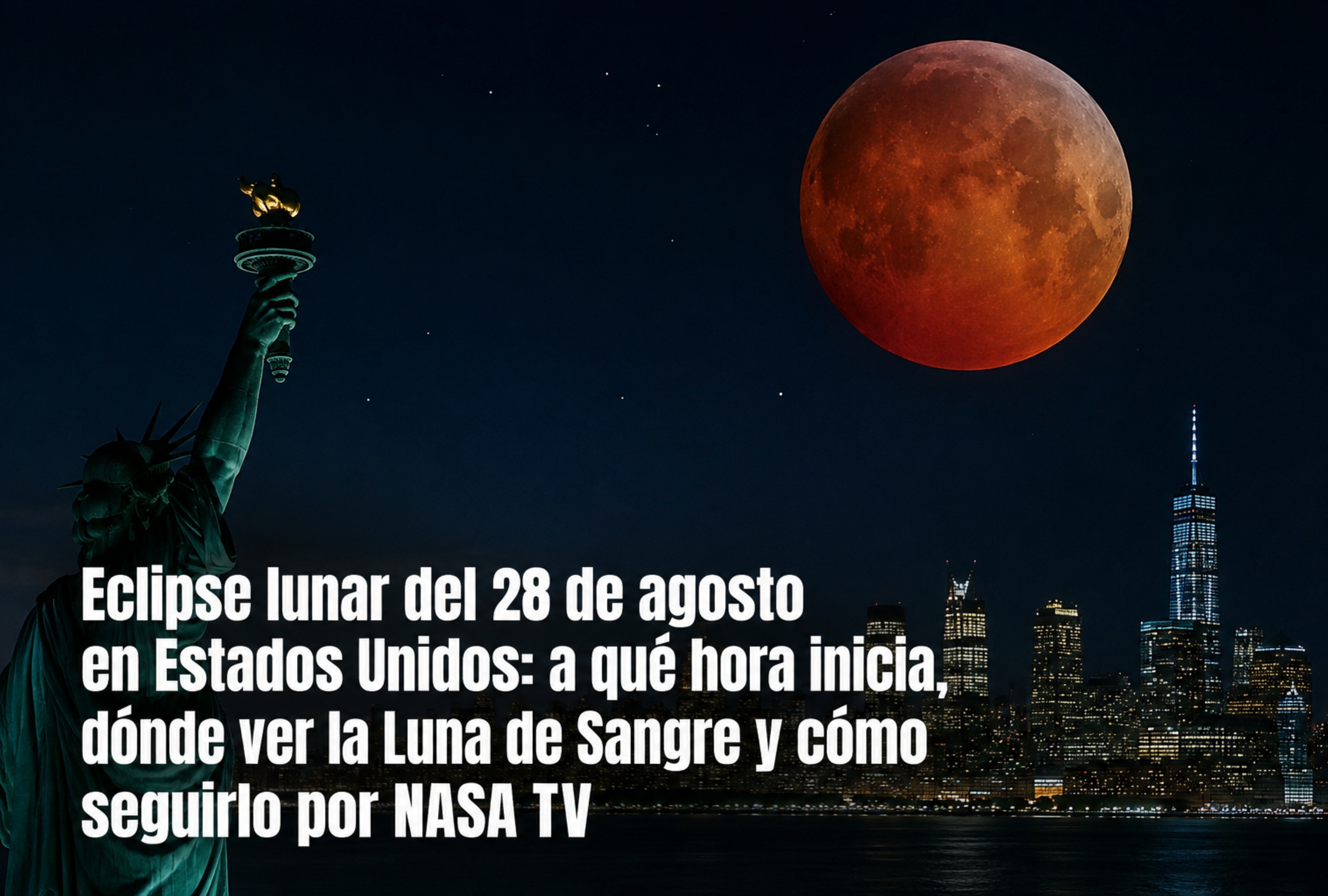 La Tierra, el Sol y la Luna se alinearán durante la fase cumbre del eclipse lunar parcial y la Luna de Sangre este 28 de agosto de 2026 vía NASA TV. | Imagen referencial creada por Depor utilizando la IA de Copilot / Composición GEC | Imagen referencial creada por Depor utilizando la IA de Chat GPT / Composición GEC
