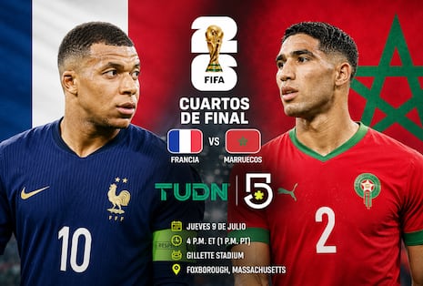 TUDN (Canal 5) televisaron el partido Francia 2-0 Marruecos por el Mundial 2026