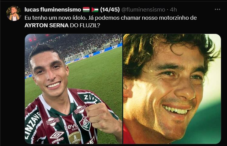 "Ayrton Serna", el nuevo apodo de Kevin Serna en Fluminense. (Captura: X)