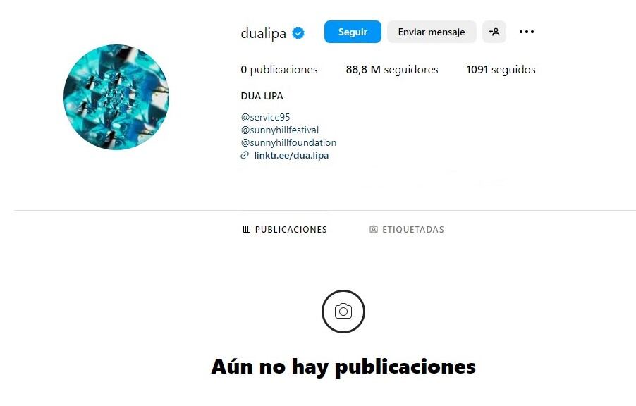 Así luce ahora el Instagram de Dua Lipa (Foto: Dua Lipa/Instagram)