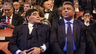¿Adónde, Diego? La pícara mirada de Maradona y Ronaldo hacia la presentadora Layla Anna-Lee en The Best