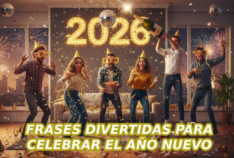 100 Frases graciosas y saludos divertidos de Feliz Año Nuevo 2026 para compartir con amigos en WhatsApp e Instagram