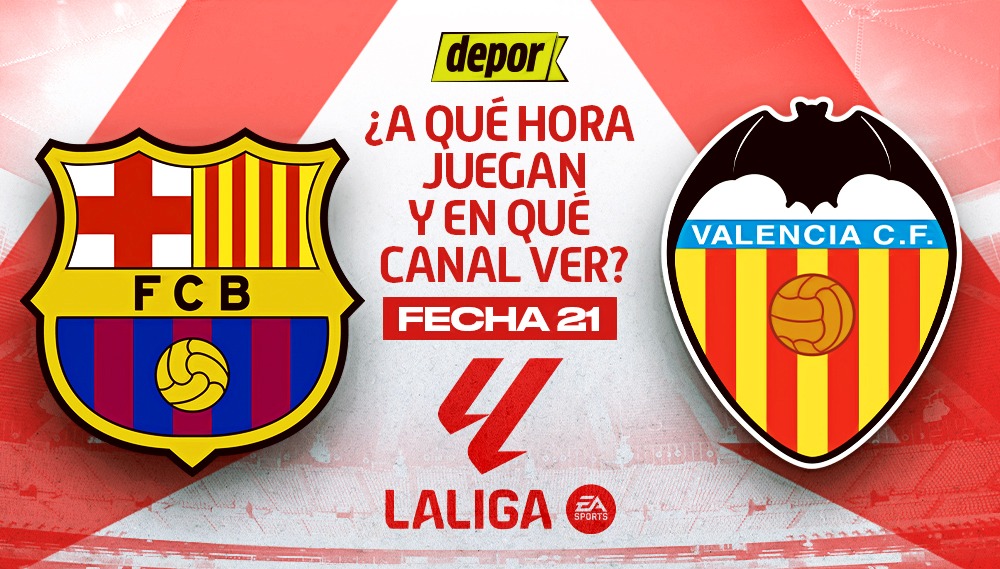 Barcelona y Valencia juegan por la fecha 21 de LaLiga. (Diseño: Depor)