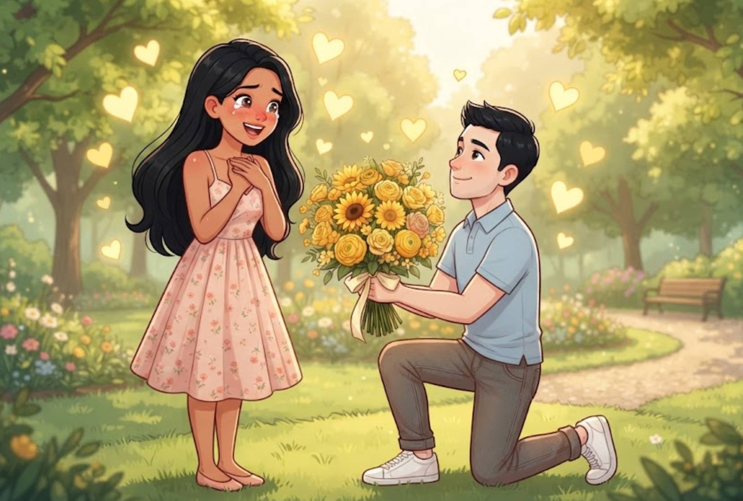 Te compartimos 20 imágenes bonitas para enviar a tu pareja, amistad o ser querido por WhatsApp este 21 de septiembre y expresar tus sentimientos con las flores amarillas. FOTO: Imagen creada por Gemini para Depor.
