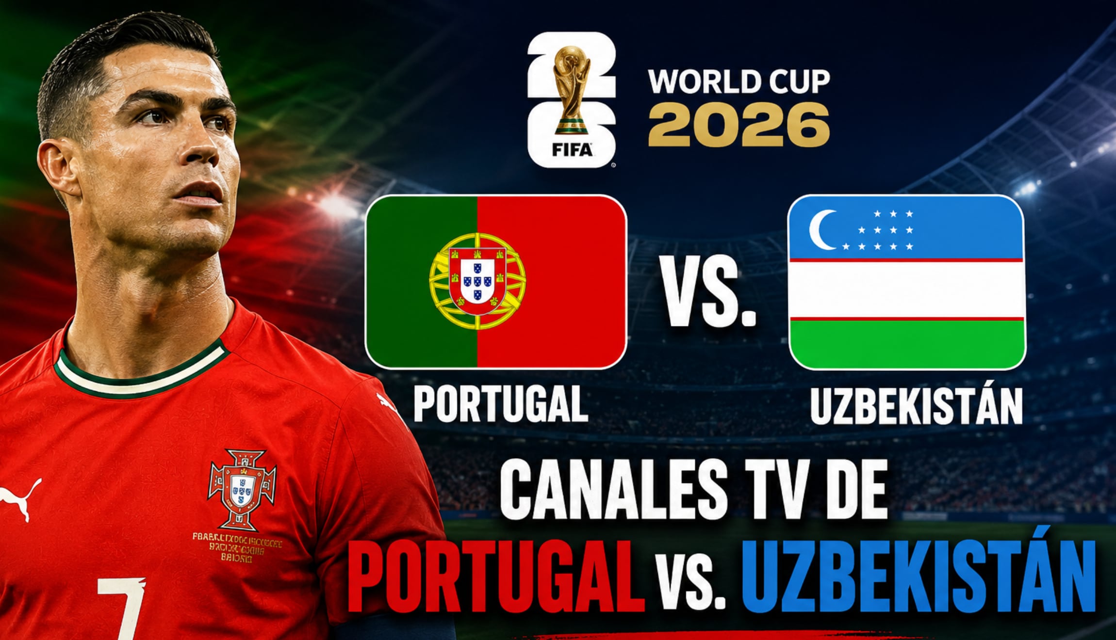 Consulta los canales que transmiten el partido de Portugal vs. Uzbekistán EN VIVO por la Jornada 2 del Grupo K del Mundial de Fútbol 2026. (Foto: Imagen creada por Depor utilizando la IA de Chat GPT)