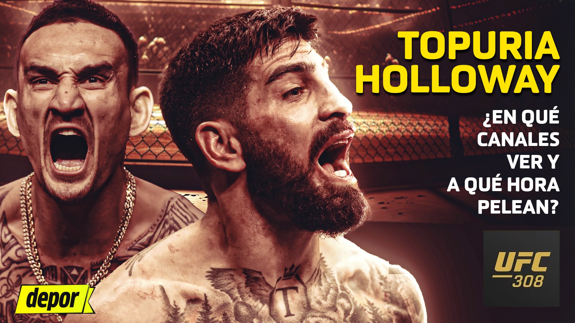 Topuria vs Holloway EN VIVO desde Abu Dabi: pelea por el titulo de la UFC 308. (Diseño Depor)