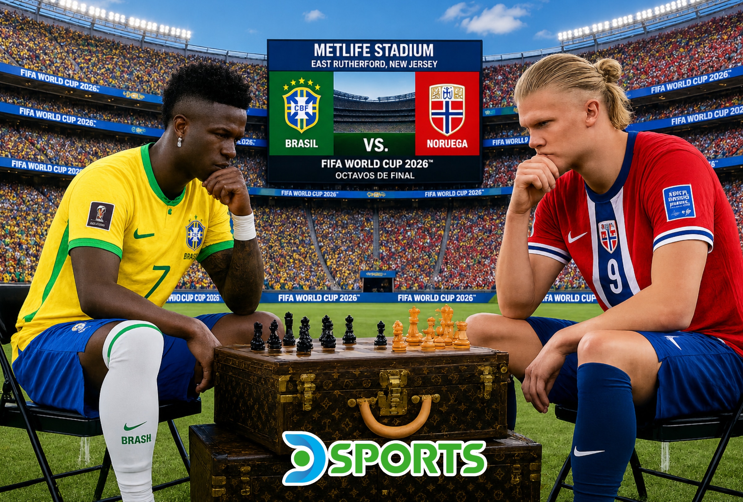 EAST RUTHERFORD, NUEVA JERSEY (ESTADOS UNIDOS), 05/07/2026.- Cobertura oficial de DIRECTV Sports (DGO) EN VIVO ONLINE para ver el partido Brasil vs. Noruega hoy por los octavos de final del Mundial 2026 en el MetLife Stadium de East Rutherford, Nueva Jersey. FOTO DE NOÉ YACTAYO
