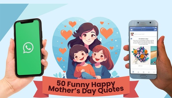 Laughter is the best medicine, especially on Mother's Day! Lighten the mood and celebrate mom's unique sense of humor with these 50 hilarious quotes. Share a giggle with these relatable and funny messages on your WhatsApp status or Facebook post. Show mom you appreciate her humor this Mother's Day! | Photo by Canva / Depor Composition