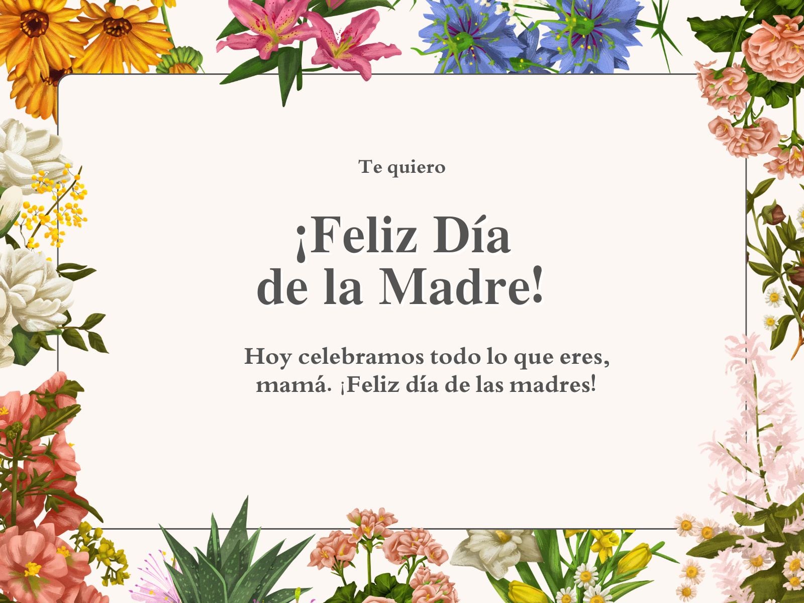 Hoy celebramos todo lo que eres, mamá. Te quiero. ¡Feliz día de las madres! | Crédito: pinterest.com / canva.com
