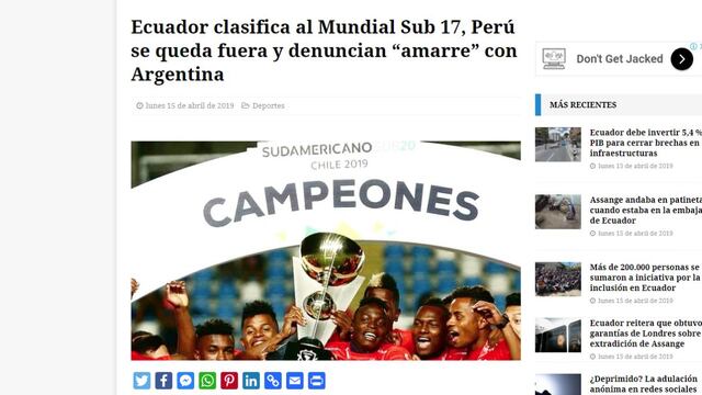 Así reaccionó prensa ecuatoriana tras dejar a Perú fuera del Mundial: "Creen que Ecuador pasó con mano negra" [FOTOS]