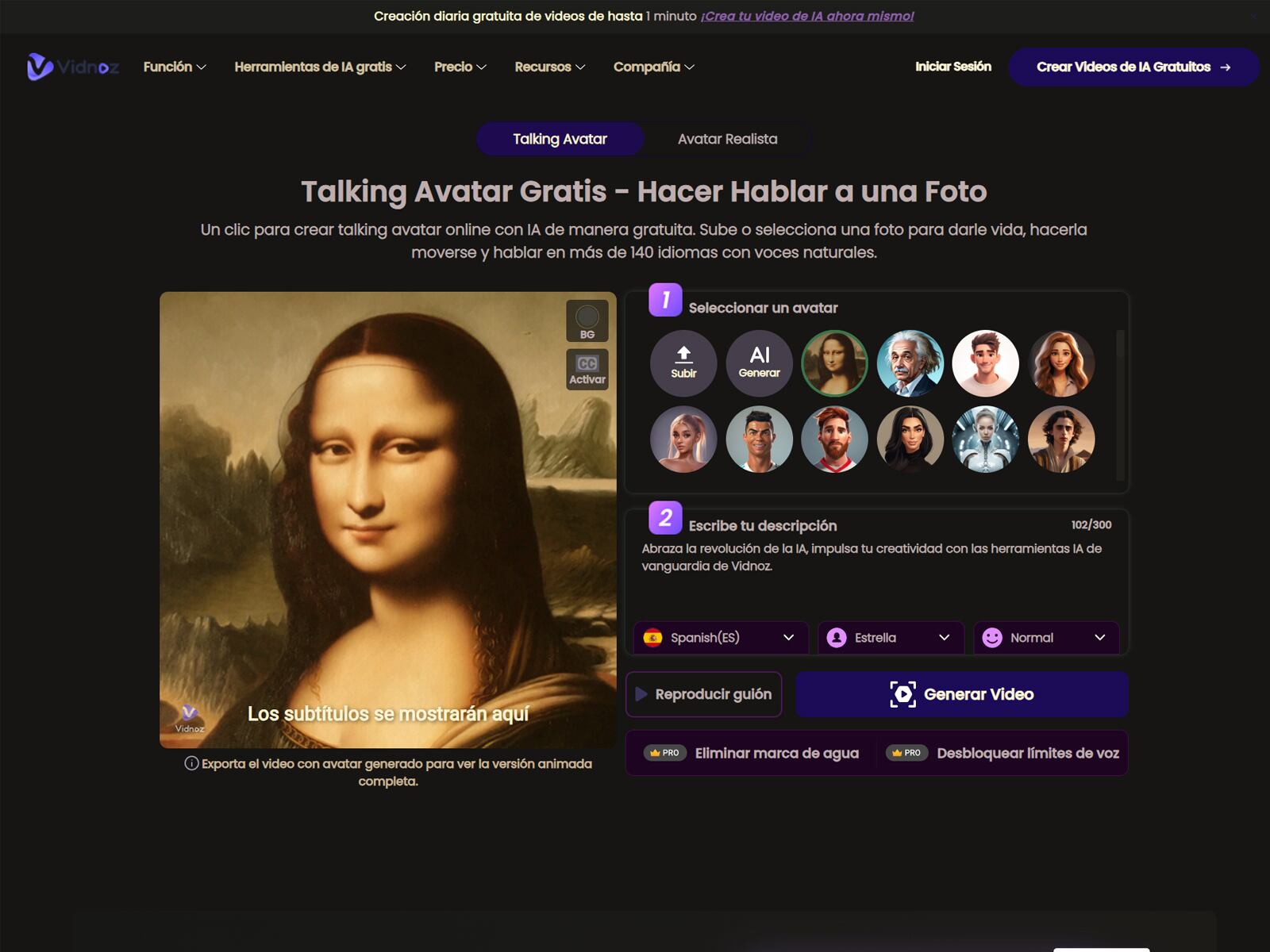 INTELIGENCIA ARTIFICIAL | Así es la web Vidnoz. (Foto: MAG - Rommel Yupanqui)