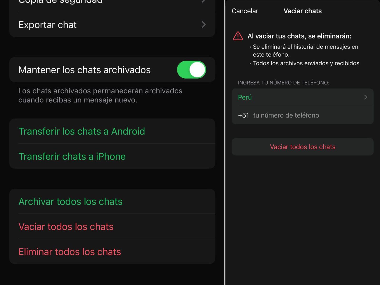 WHATSAPP | Lo mejor que puedes hacer será eliminar todos tus chats. (Foto: Depor - Rommel Yupanqui)