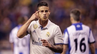 Real Madrid goleó 6-2 al Deportivo La Coruña con doblete de James y es colíder con el Barza