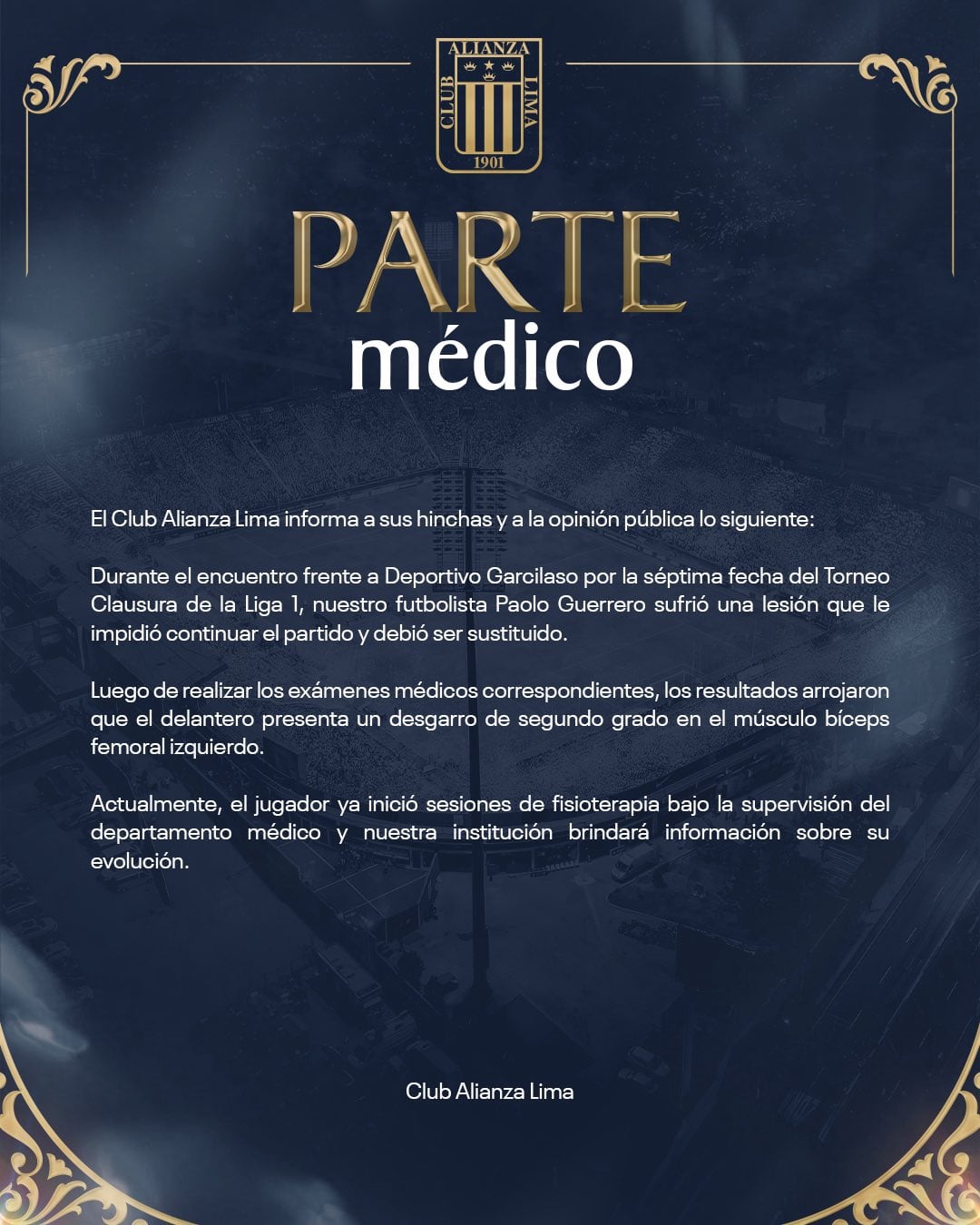 Parte médico de Alianza Lima. (Foto: @ClubALOficial)
