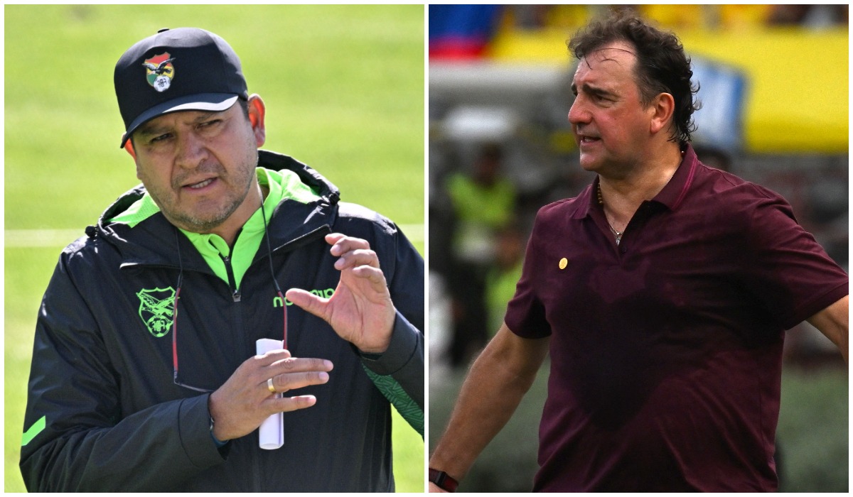 Óscar Villegas tomó las riendas de Bolivia tras la Copa América; Néstor Lorenzo, en tanto, es DT de Colombia desde el arranque del proceso rumbo al 2026. (AFP)