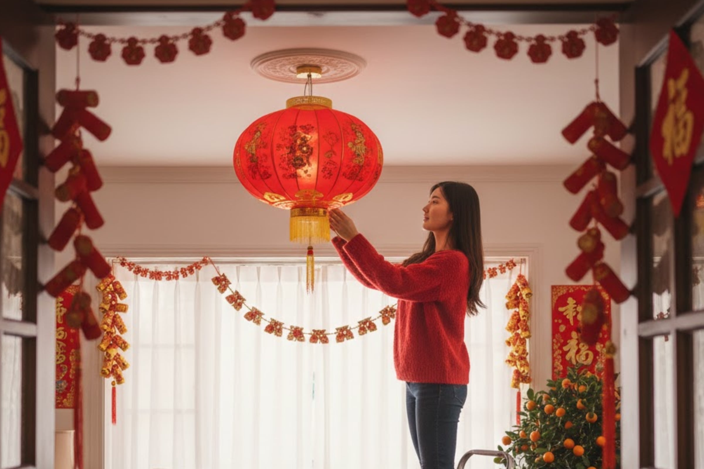 La decoración también juega un rol importante para atraer la prosperidad durante el Año Nuevo Chino. (Imagen referencial creada por El Comercio MAG usando la IA de Gemini)