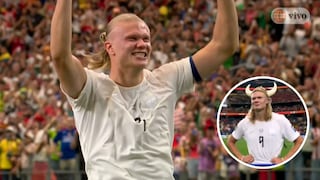 Mundial 2026: Haaland festeja con casco de vikingo la clasificación de Noruega