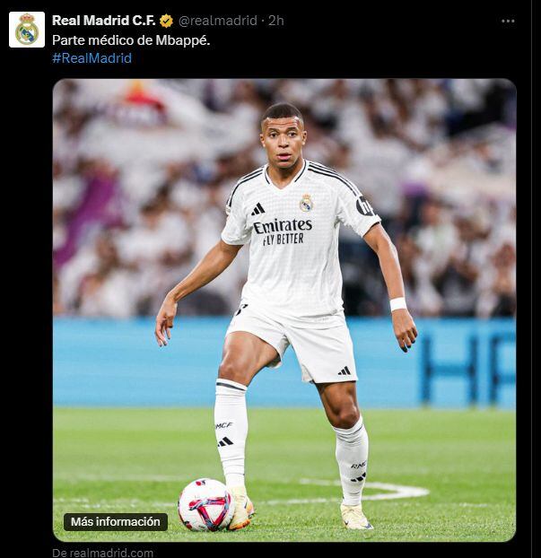 Mbappé se pierde los próximos tres partidos del Real Madrid. (Foto: Real Madrid)