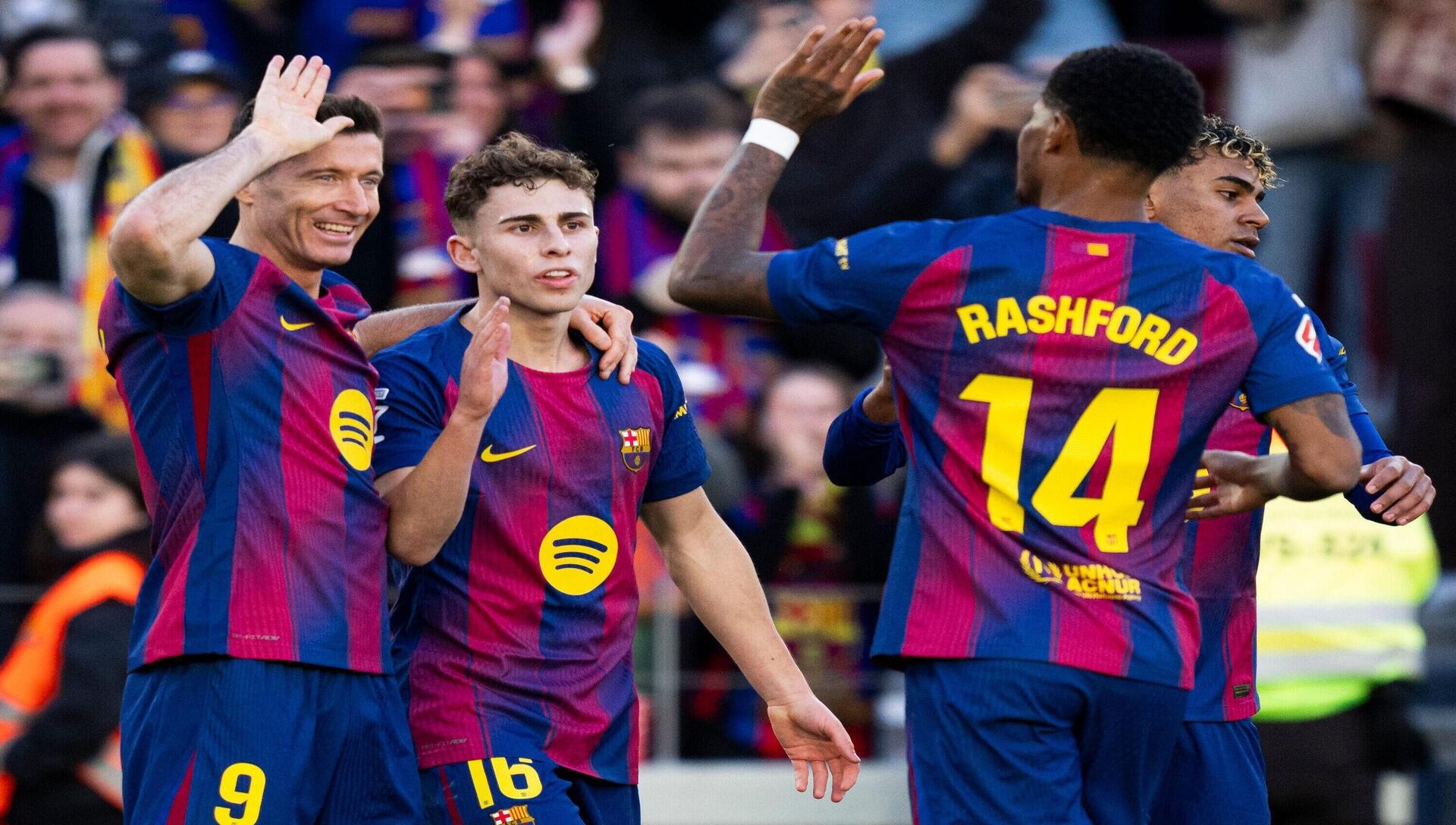 Los blaugranas defienden el liderato de LaLiga en el encuentro Girona vs Barcelona (Crédito: Alamy Stock Photo).