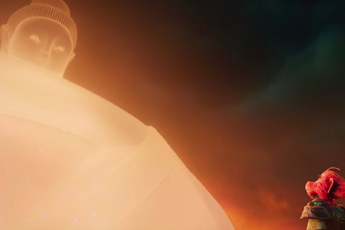Buda hablando con Mono al final de la película animada "El Rey Mono" (Foto: Netflix)