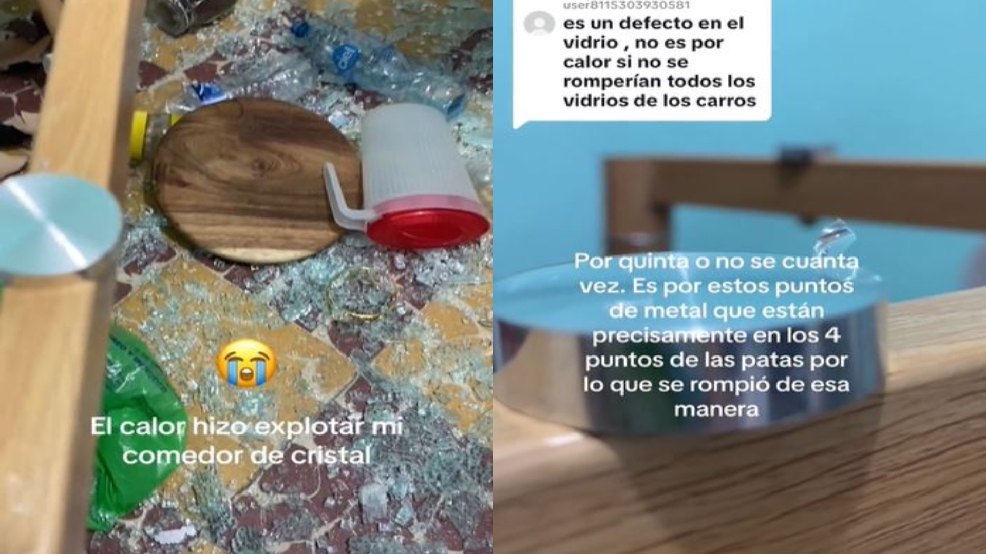 La tiktoker mostró en videos de seguimiento lo que habría provocado la explosión de la plancha de vidrio. (Foto: @petty.beli/TikTok)