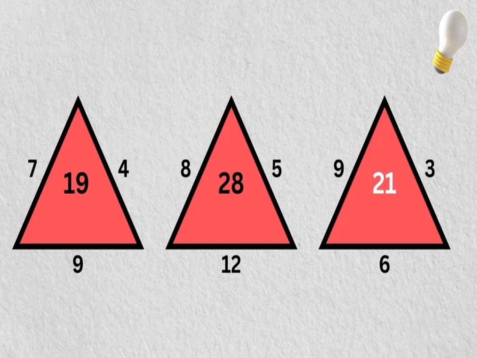 RETO MATEMÁTICO | El número que falta en el tercer triángulo es el número 21.