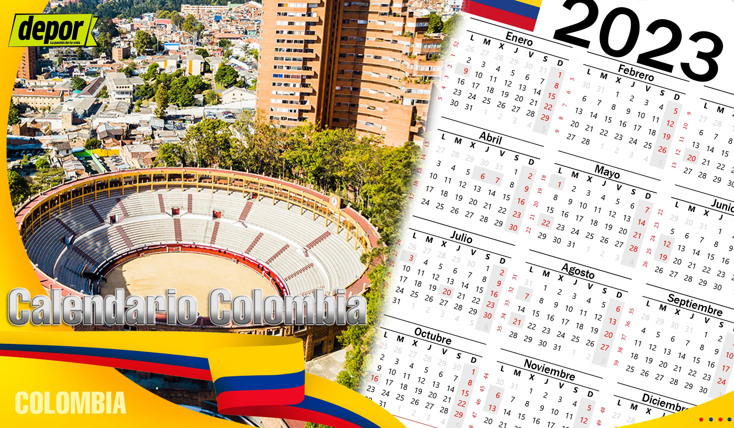 Calendario 2023 en Colombia: conoce cuántos días festivos y feriados tendrá este año (Foto: composición).