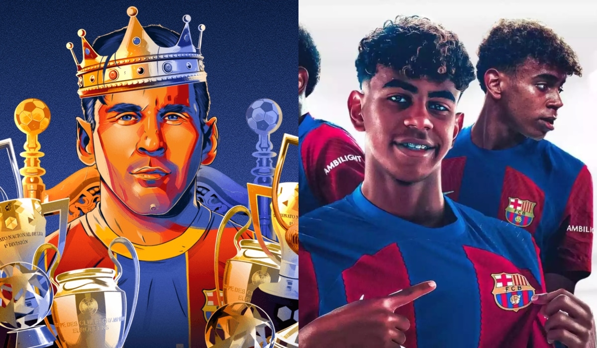 Messi y Yamal surgieron de la cantera de La Masia del Barcelona, llegando a debutar como profesionales en el primer equipo. (Foto: Composición).