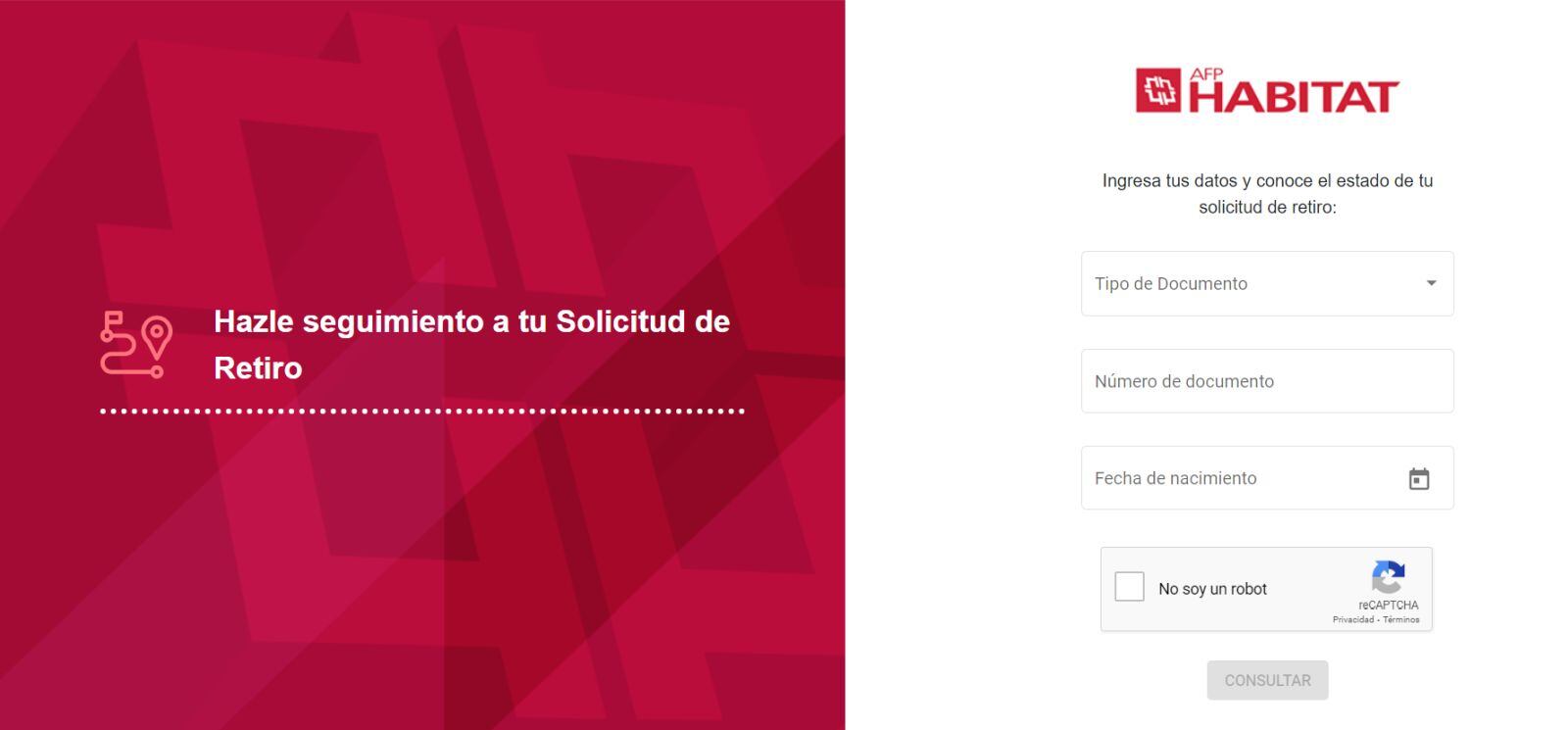 A diferencia de las tres AFP que operan en el país, Habitat tienen un link diferente para verificar el estado de solicitud del sétimo retiro de fondos (Foto: AFP Habitat)